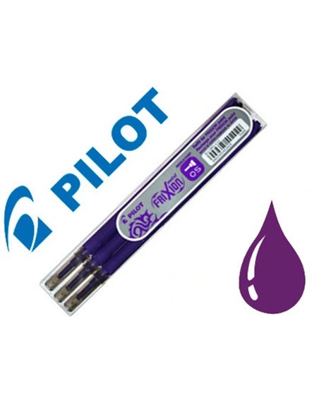 Recharge roller pilot frixion point pointe aiguille 0.3mm encre effaçable coloris violet set de 3 unités.