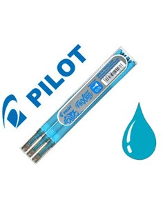 Recharge roller pilot frixion point pointe aiguille 0.3mm encre effaçable coloris turquoise set de 3 unités.