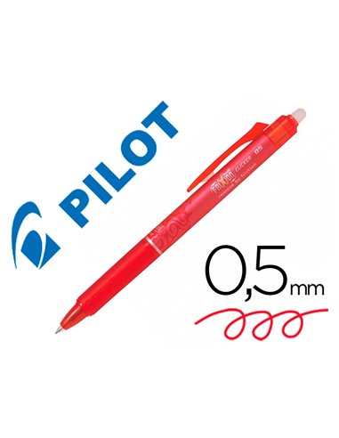 Roller pilot frixion ball clicker encre gel pointe fine coloris rouge.