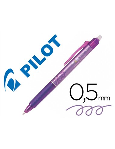 Roller pilot frixion ball clicker encre gel pointe fine coloris violet.