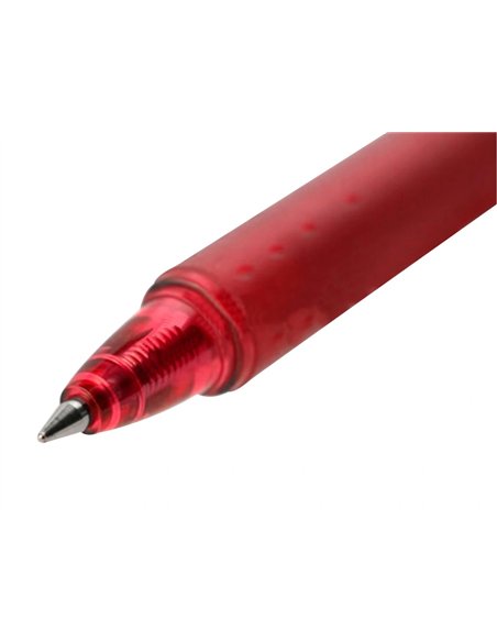 Roller pilot frixion clicker écriture moyenne 0.35mm encre effaçable gomme sertie grip prehension rechargeable rouge.