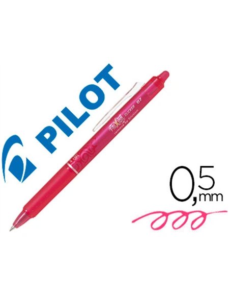 Roller pilot frixion clicker écriture moyenne 0.35mm encre effaçable gomme sertie grip prehensio rechargeable rose.