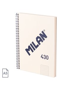 Cahier à spirales Milan Série 1918, format A5, quadrillé 5 x 5 mm, 80 feuilles de 95 g/m², microperforé, 2 trous, beige