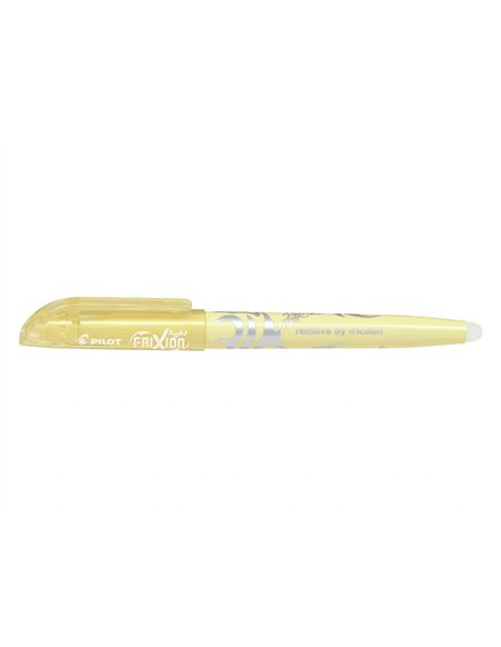 Surligneur pilot frixion light soft effacable pointe moyenne coloris jaune pastel.