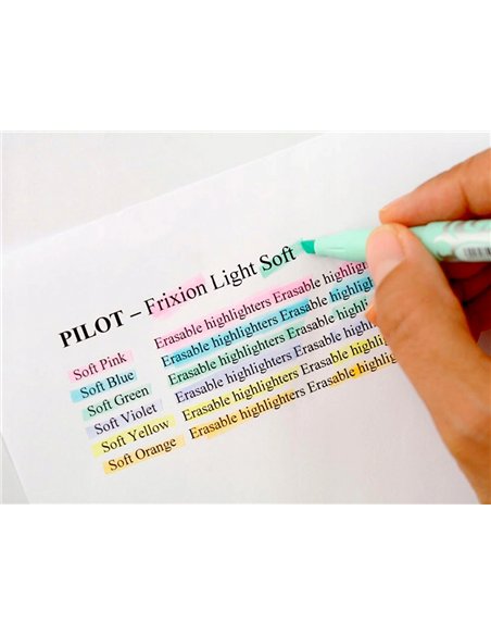 Surligneur pilot frixion light soft effacable pointe moyenne coloris jaune pastel.