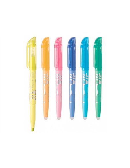 Surligneur pilot frixion light soft effacable pointe moyenne coloris jaune pastel.