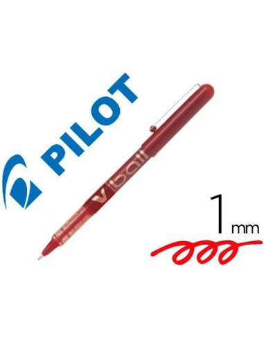 Roller pilot vball 1.0 écriture 0.7mm encre liquide niveau visible pointe conique 1mm clip métal coloris rouge.