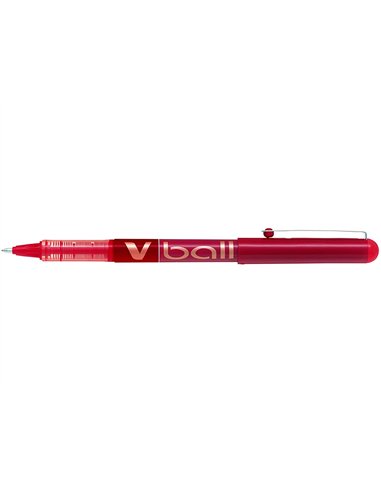 Roller pilot vball 1.0 écriture 0.7mm encre liquide niveau visible pointe conique 1mm clip métal coloris rouge.