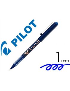 Roller pilot vball 1.0 écriture 0.7mm encre liquide niveau visible pointe conique 1mm clip métal coloris bleu.
