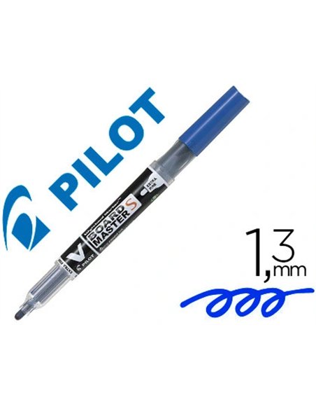 Marqueur pilot v board master rechargeable pointe conique extra fine 1.3mm encre liquide base alcool couleur vive bleu.
