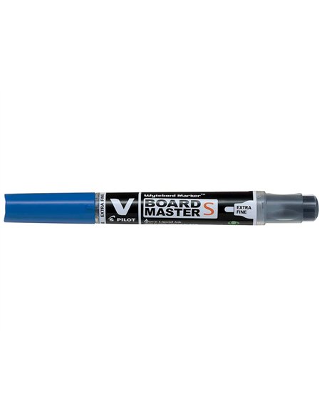 Marqueur pilot v board master rechargeable pointe conique extra fine 1.3mm encre liquide base alcool couleur vive bleu.