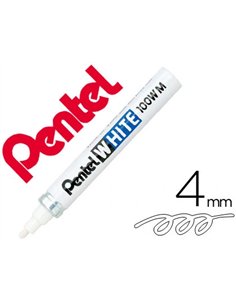 Marqueur pentel peinture pointe conique moyenne 2.5mm indélébile opaque tous usages tous matériaux coloris blanc.