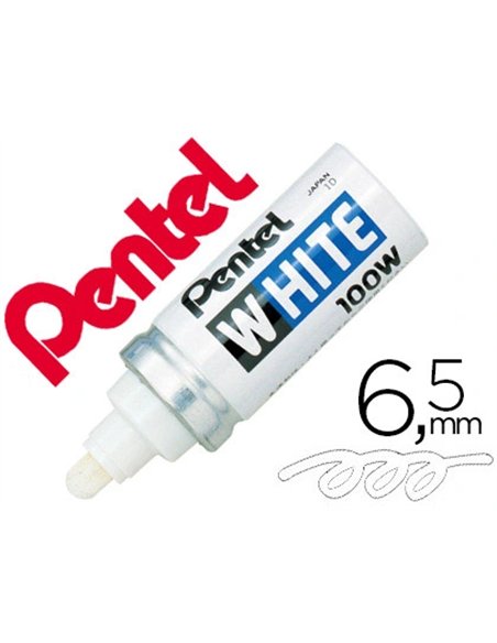 Marqueur pentel peinture pointe conique large trait 3.0mm indélébile opaque tous usages tous matériaux coloris blanc.