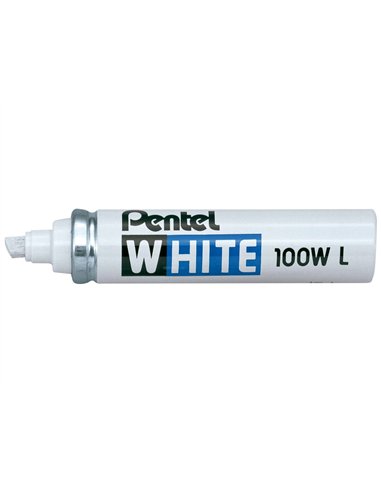 Marqueur pentel peinture pointe conique large trait 3.0mm indélébile opaque tous usages tous matériaux coloris blanc.