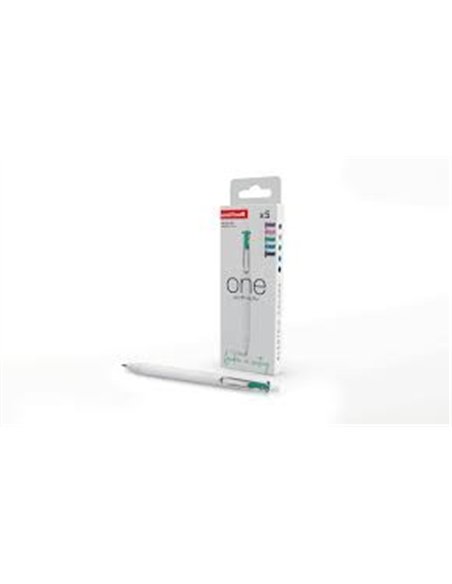 Roller uniball one encre gel ecriture moyenne 0,7mm couleurs electriques assorties pochette 5 unites.