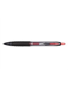 Roller uniball signo rt207 retractable encre gel plastique recycle ecriture moyenne coloris rouge.