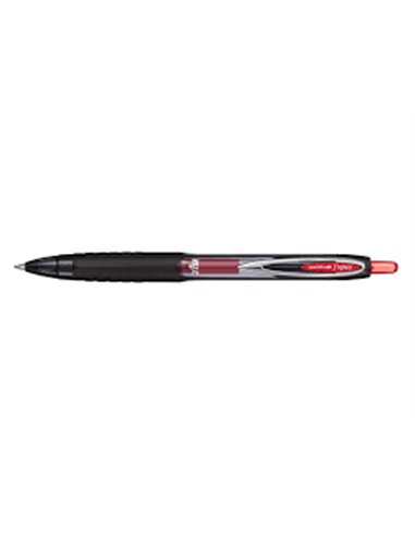 Roller uniball signo rt207 retractable encre gel plastique recycle ecriture moyenne coloris rouge.