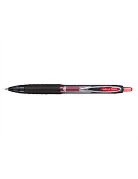 Roller uniball signo rt207 retractable encre gel plastique recycle ecriture moyenne coloris rouge.