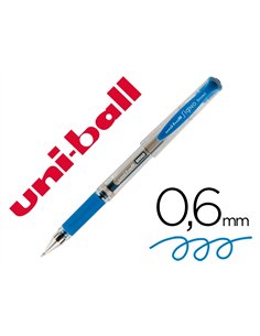 Stylo uniball signo broad encre gel pigmentée écriture large 0.8mm pointe 1mm grip caoutchouc rechargeable bleu.