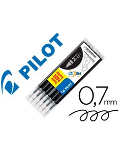 Recharge roller pilot frixion ball clicker encre gel thermosensible pointe moyenne set 6 unités coloris noir.