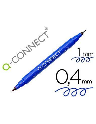 Marqueur permanent q-connect pointe double 1mm et 0,4 mm coloris bleu.