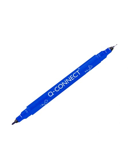 Marqueur permanent q-connect pointe double 1mm et 0,4 mm coloris bleu.