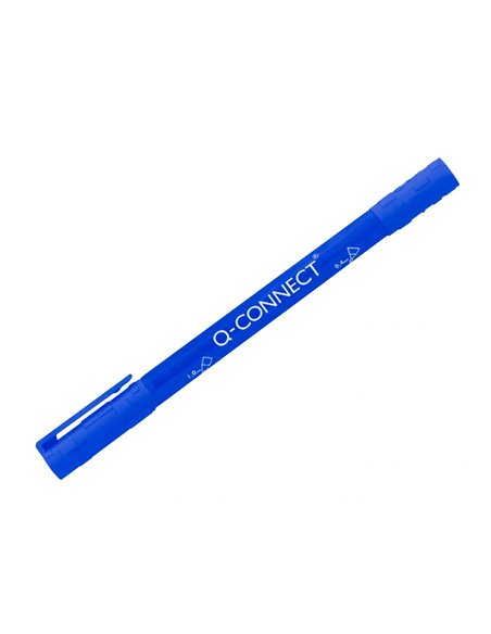 Marqueur permanent q-connect pointe double 1mm et 0,4 mm coloris bleu.