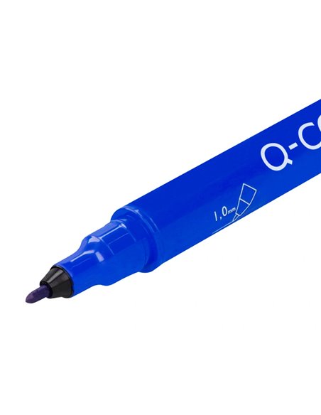 Marqueur permanent q-connect pointe double 1mm et 0,4 mm coloris bleu.