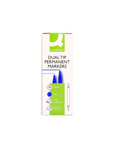 Marqueur permanent q-connect pointe double 1mm et 0,4 mm coloris bleu.