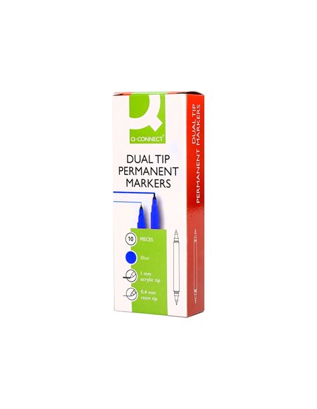 Marqueur permanent q-connect pointe double 1mm et 0,4 mm coloris bleu.