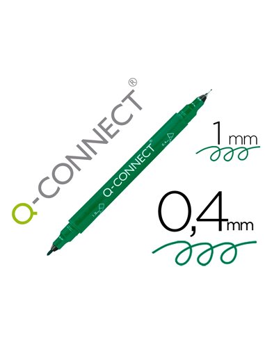 Marqueur permanent q-connect pointe double 1mm et 0,4 mm coloris vert.