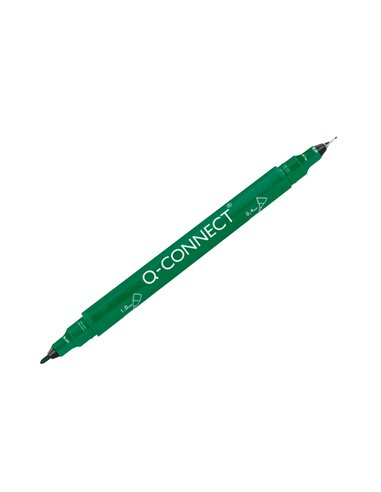 Marqueur permanent q-connect pointe double 1mm et 0,4 mm coloris vert.