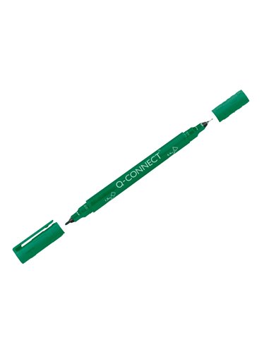 Marqueur permanent q-connect pointe double 1mm et 0,4 mm coloris vert.