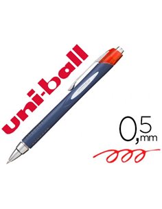 Stylo-bille uniball jetstream rt écriture moyenne 0.5mm encre gel rétractable grip antiglisse agrafe métal rouge.