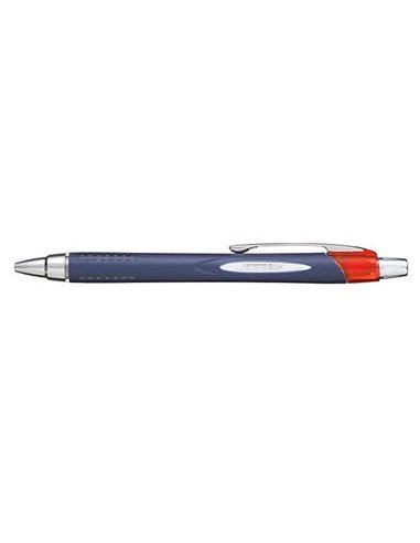 Stylo-bille uniball jetstream rt écriture moyenne 0.5mm encre gel rétractable grip antiglisse agrafe métal rouge.