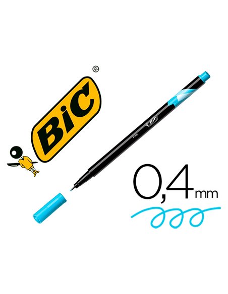 Stylo feutre bic intensity pointe fine corps noir verni couleurs bleu ciel lot 12 unites.