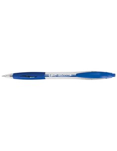 Stylo-bille bic atlantis écriture moyenne 0.5mm encre douce bille réctractable corps cristal clip grip préhension bleu. 2