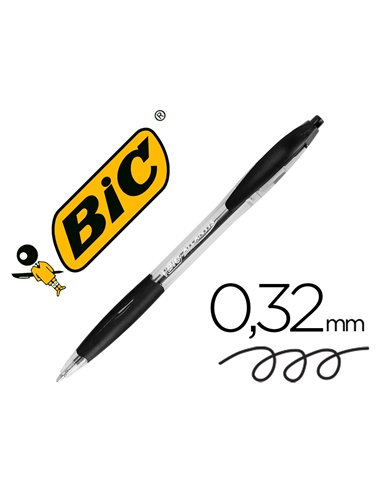 Stylo-bille bic atlantis écriture moyenne 0.5mm encre douce bille réctractable corps cristal clip grip préhension noir.