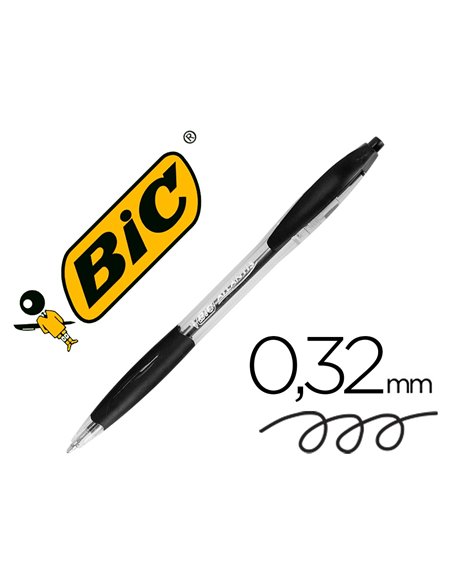 Stylo-bille bic atlantis écriture moyenne 0.5mm encre douce bille réctractable corps cristal clip grip préhension noir.