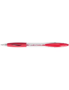 Stylo-bille bic atlantis écriture moyenne 0.5mm encre douce bille réctractable corps cristal clip grip préhension rouge. 2