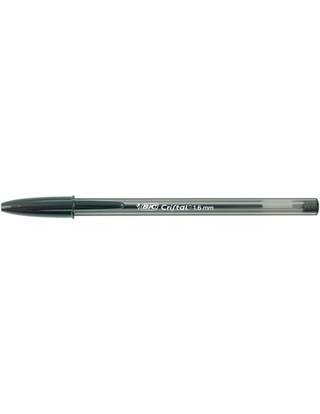 Stylo bille Bic Cristal grand format - Pointe 1,6 mm - Trait 0,60 mm - Encre à l'huile - Translucide - Noir