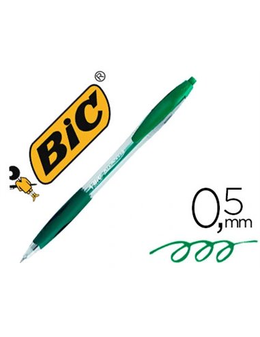 Stylo-bille bic atlantis écriture moyenne 0.5mm encre douce bille réctractable corps cristal clip grip préhension vert.