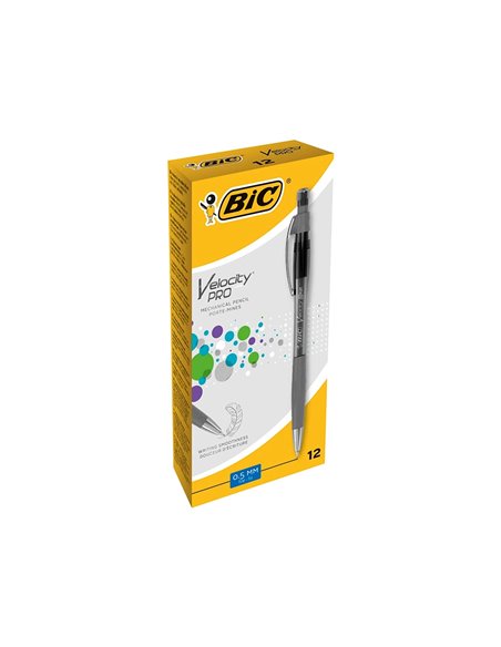 Porte-mine bic velocity corps transparent canon rétractable gomme capuchon protecteur amortisseur anti-casse mine.