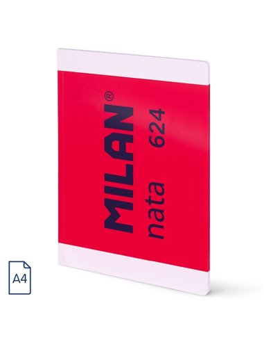 Cahier collé Milan Nata 624 A4 uni - 48 feuilles de 95 g/m² - Microperforé - Rose