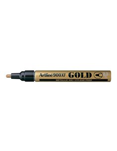 Marqueur artline permanent pointe moyenne conique 2.3mm tous supports corps métal encre pigmentée résiste eau couleur or. 2