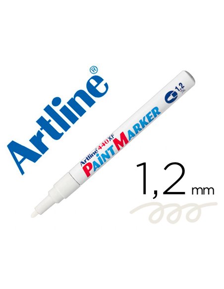 Marqueur artline permanent paint marker 440 pointe fine conique 1.2mm encre pigmentée base d'huile coloris blanc.