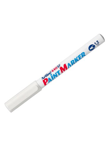 Marqueur artline permanent paint marker 440 pointe fine conique 1.2mm encre pigmentée base d'huile coloris blanc.