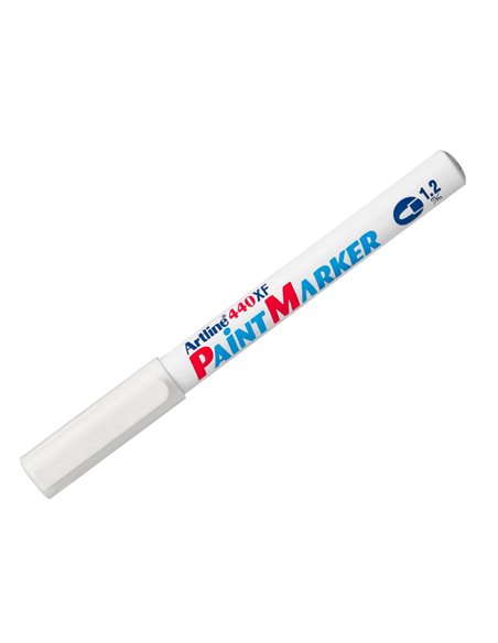 Marqueur artline permanent paint marker 440 pointe fine conique 1.2mm encre pigmentée base d'huile coloris blanc.