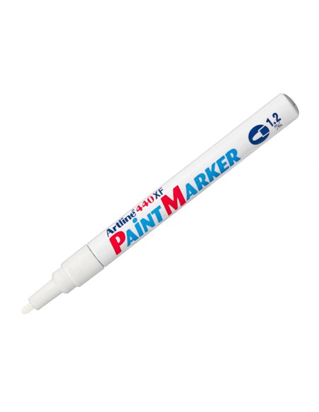Marqueur artline permanent paint marker 440 pointe fine conique 1.2mm encre pigmentée base d'huile coloris blanc.
