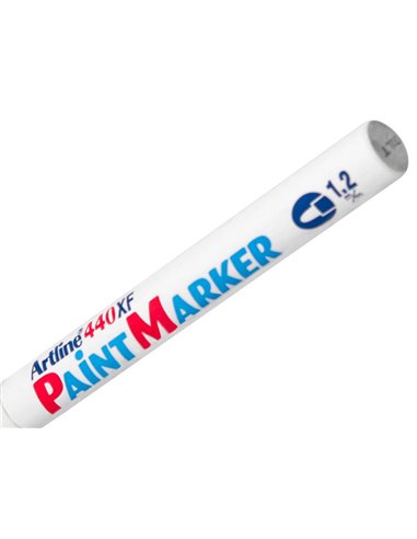 Marqueur artline permanent paint marker 440 pointe fine conique 1.2mm encre pigmentée base d'huile coloris blanc.
